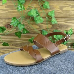 Time And Tru Women Ankle Strap Sandal Shoes Brown Synthetic‎ Size 7.5 Medium